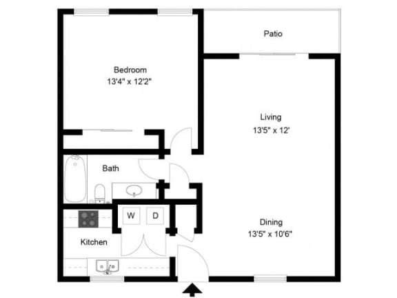 Taymil Yarmouth Green 1 Bedroom 1 Bathroom Floor Plan